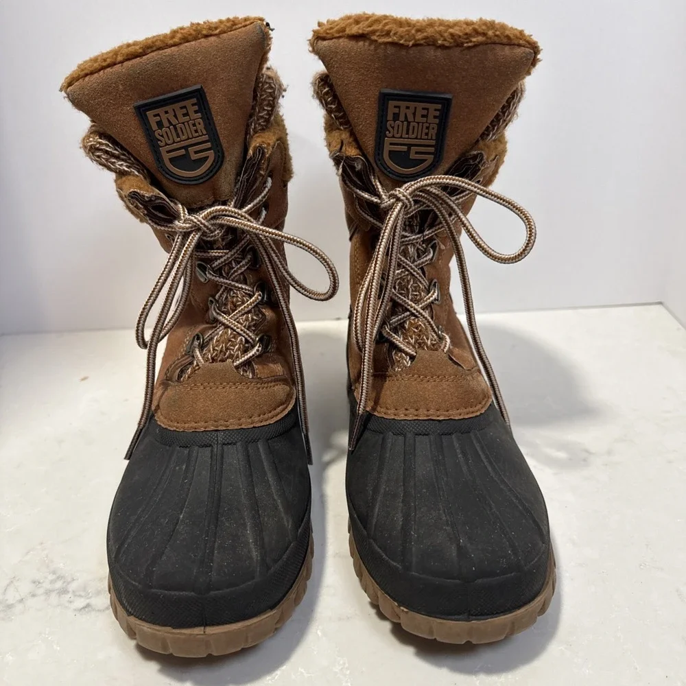 Free Soldier Thinsulate  Lace‎ Up Warm Waterproof Women's Snow Boots Size 8